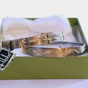 HOBE Rare Pair Mid Century RGP Gold Plated  Etched Bangle Bracelets
